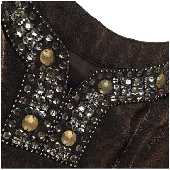 Shelli Segal Metallic Bronze Embellished Dress - Picture 4 of 8